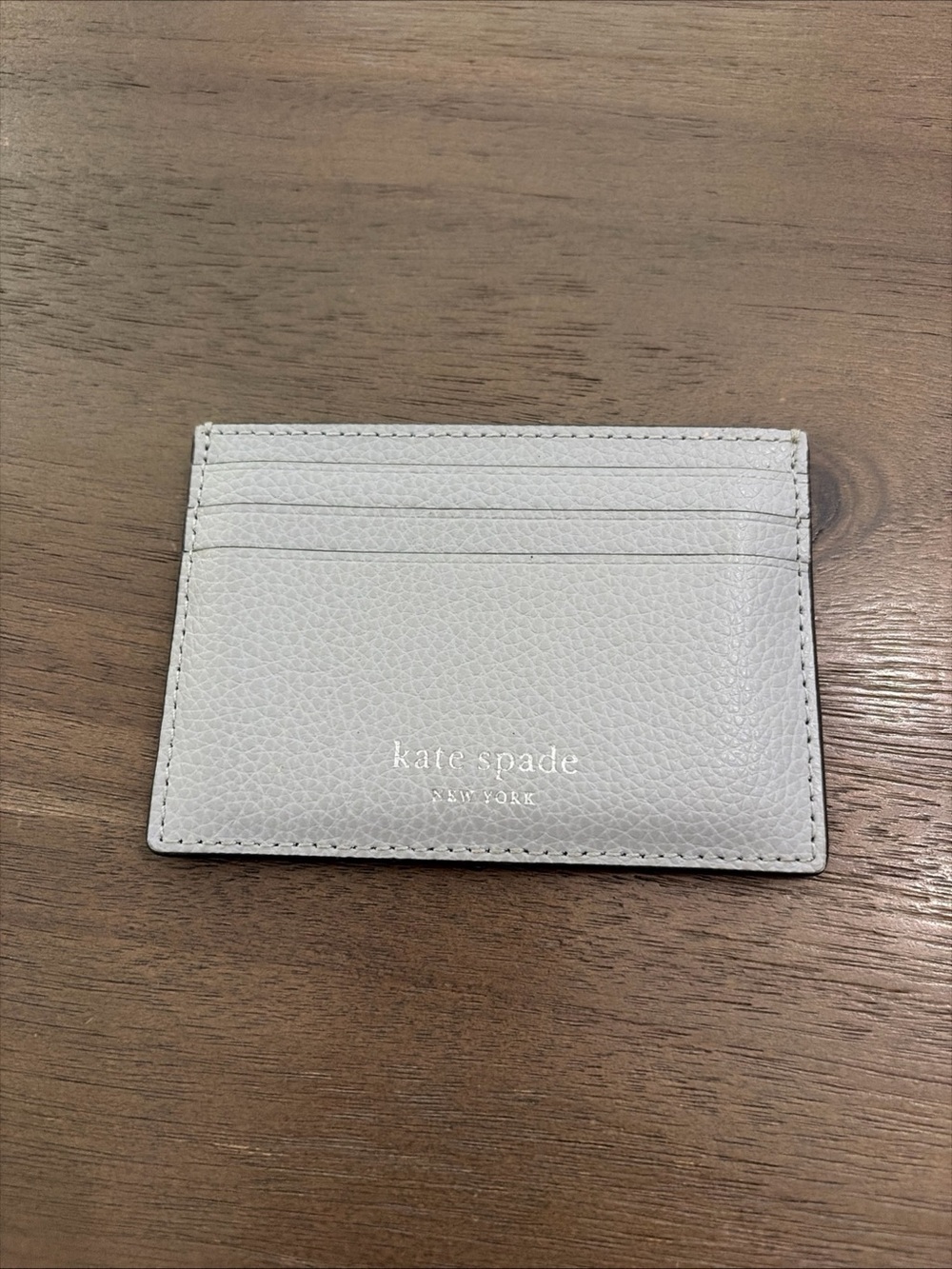 kate spade Leather Card Case in Light Gray